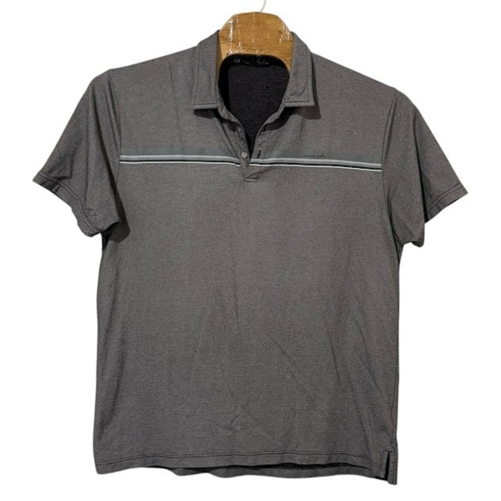 Travis Mathew Gray Blue Stripe Performance Lightweight Golf Polo Shirt‎ Mens XXL